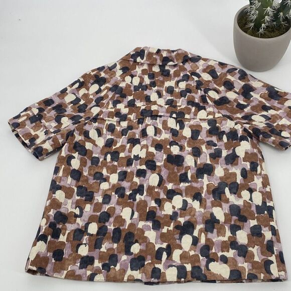 J.Crew Cotton Silk Blend Jaquard Print Short Sleeve Collared Fall Jacket Size‎ 4 - Picture 7 of 13